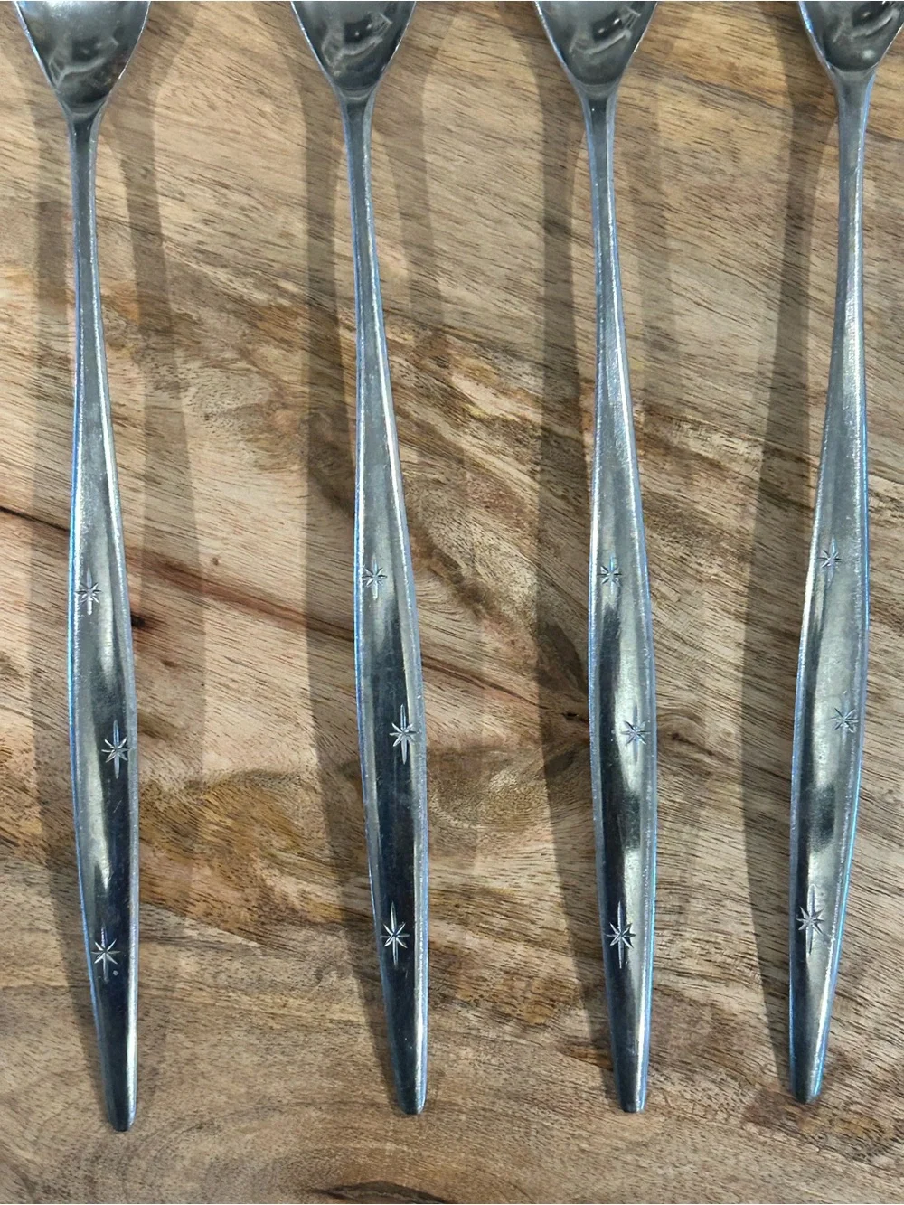 Vintage Starburst Ice Tea/Bar  Spoon Lot Of 4 Stainless Steel Japan 8